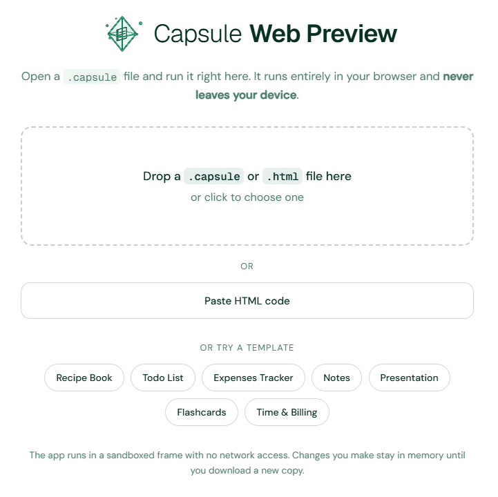 Capsule Web Preview