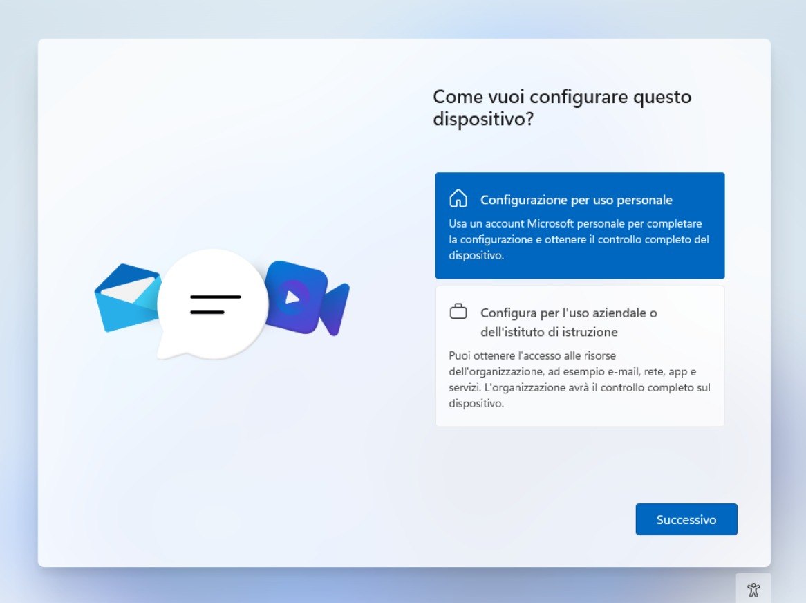 Configurazione uso dispositivo Windows 11