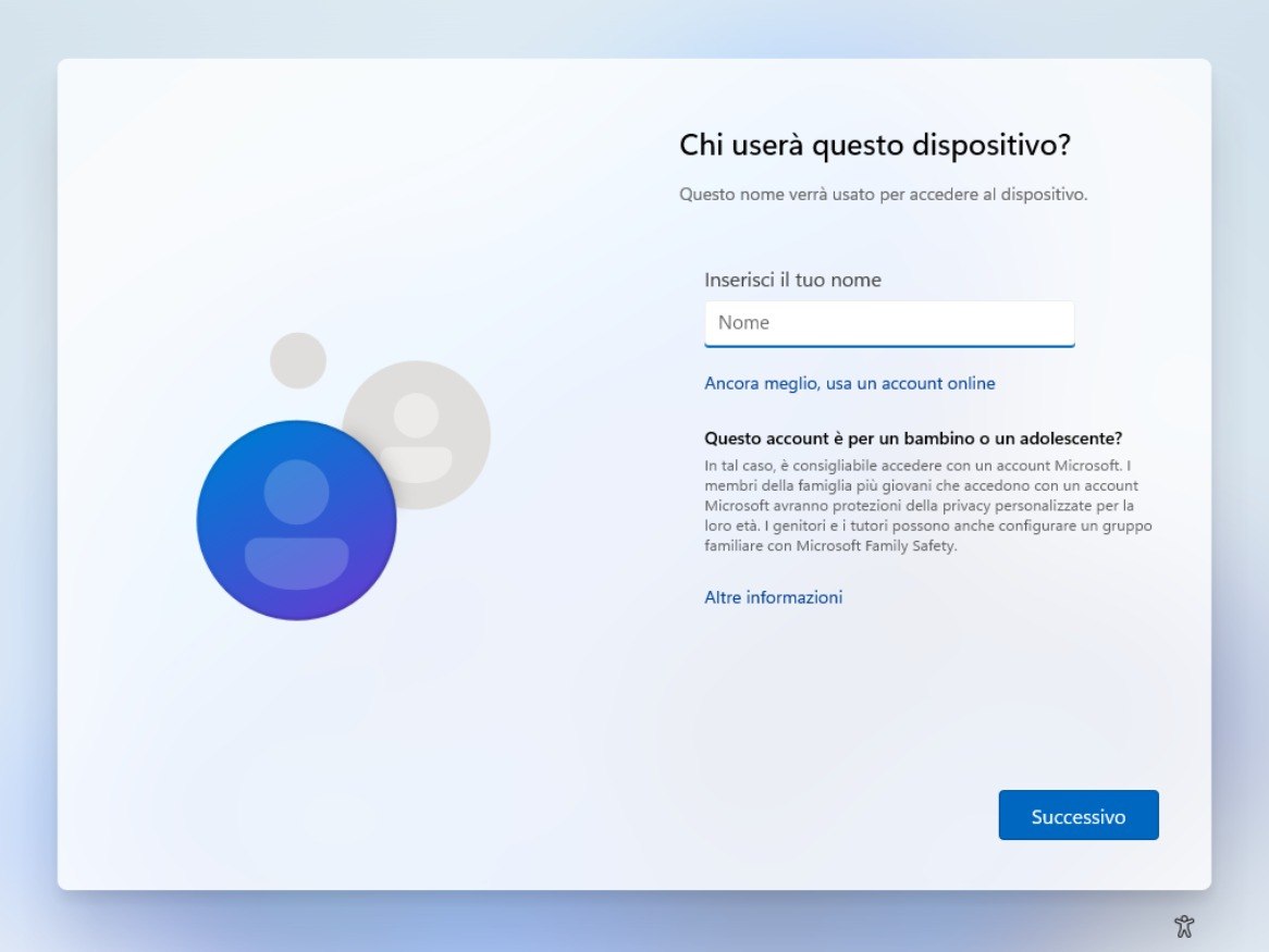 Creazione account locale Windows 11