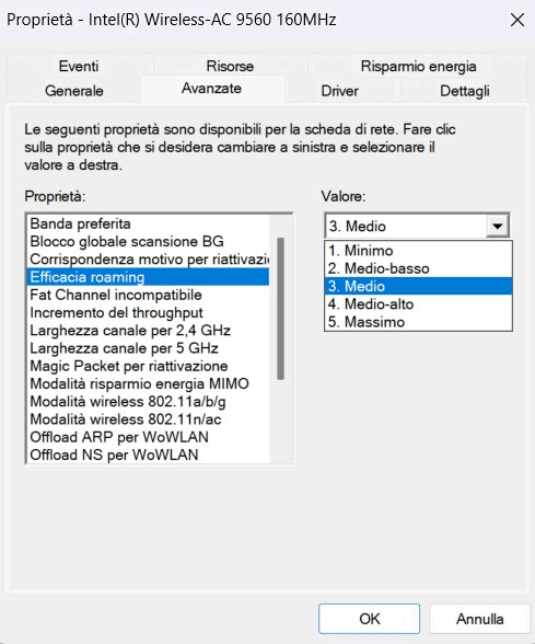 Efficacia roaming WiFi scheda Intel