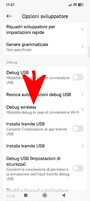 Attivazione debug wireless ADB Android