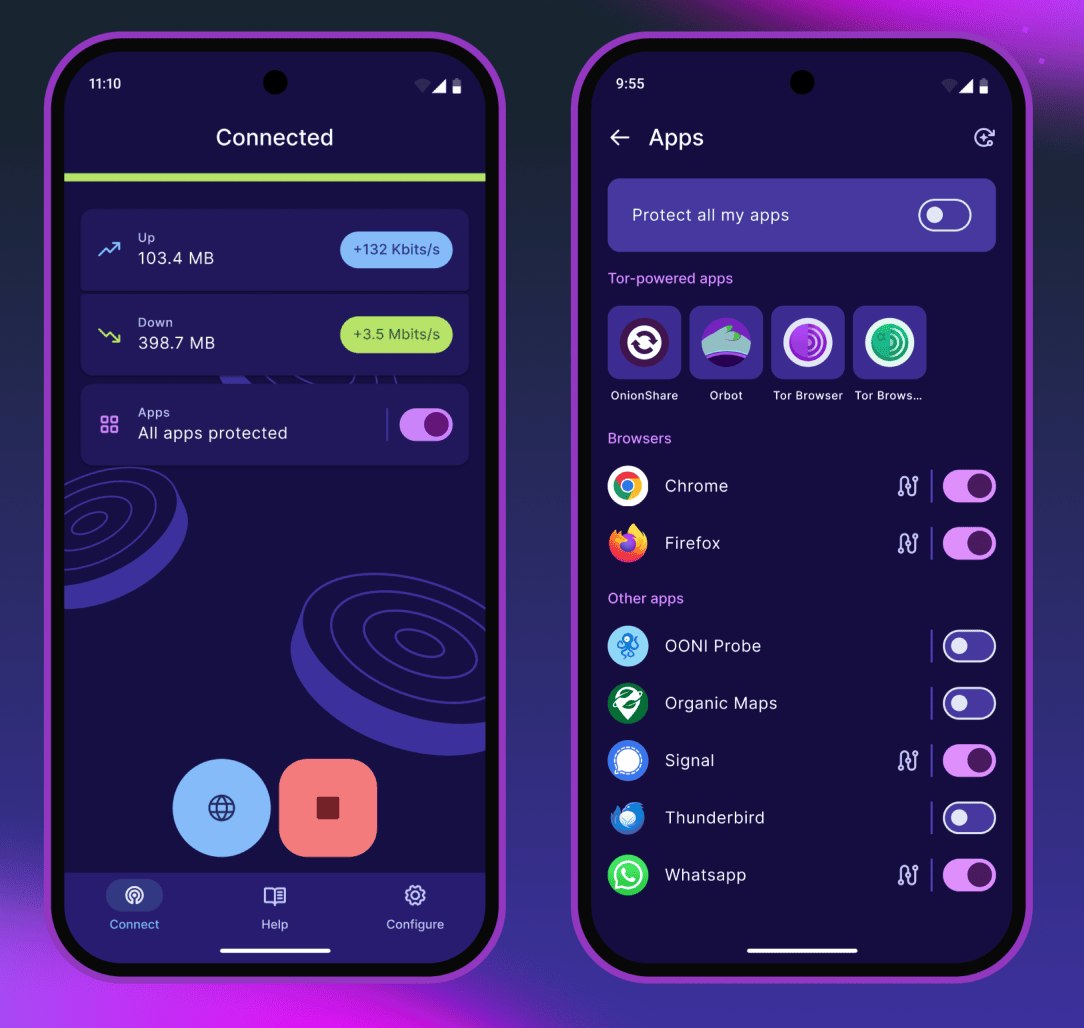 Protezione app Android Tor VPN