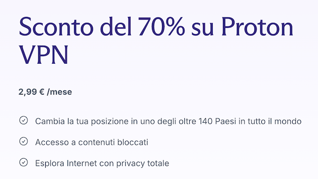proton vpn offerta