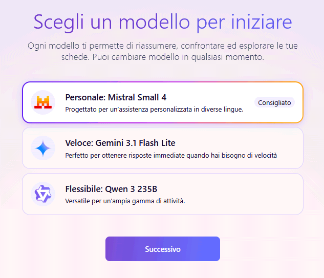 Selezione modello Finestra Smart Firefox