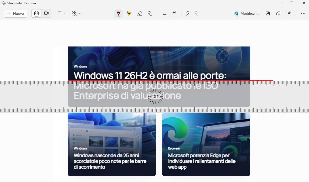 Strumenti cattura Windows 11 righello virtuale