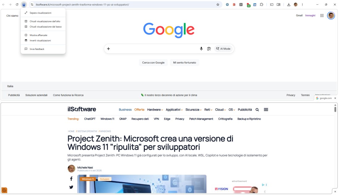 Visualizzazione impilata schede Google Chrome