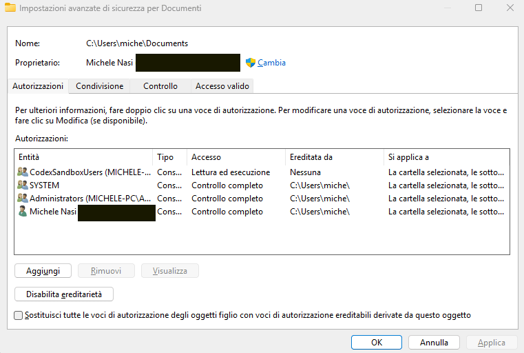 Autorizzazioni sicurezza Windows icacls
