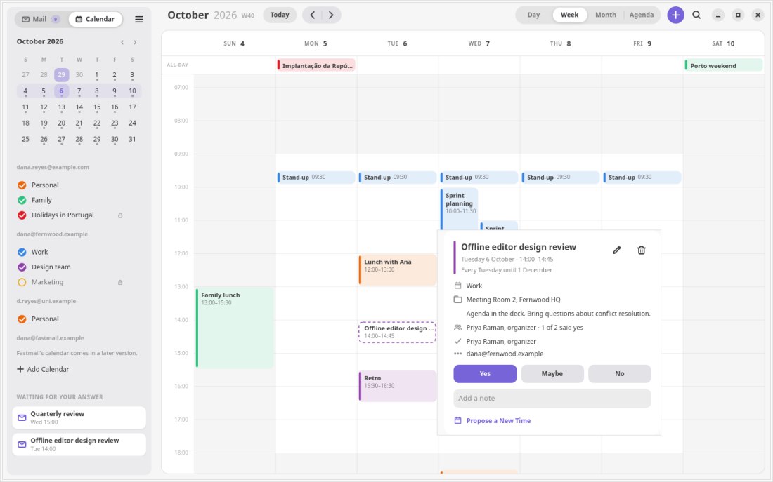 Calendario eventi Penguin Mail