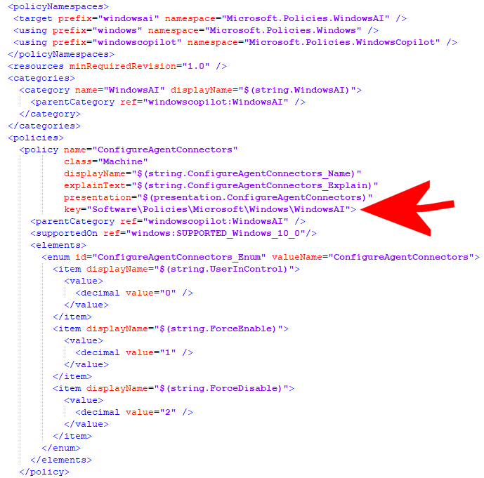 Chiave Registro Windows 11 ADMX