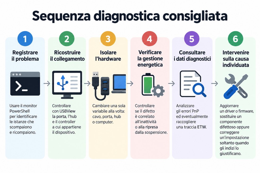 Diagnosi disconnessioni e riconnessioni USB Windows 11