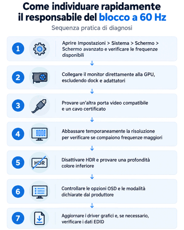Diagnosi blocco monitor 60 Hz Windows 11