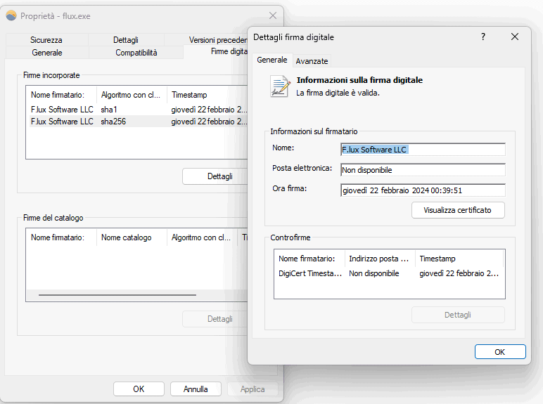 Firma digitale eseguibile Windows