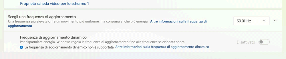 Frequenza refresh monitor Windows 11