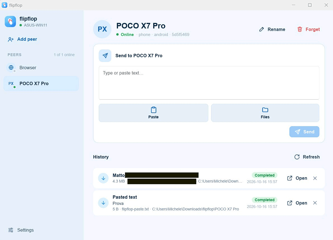 Gestione peer scambio file Flipflop