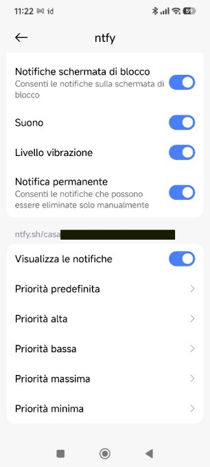 Personalizzazione notifiche ntfy