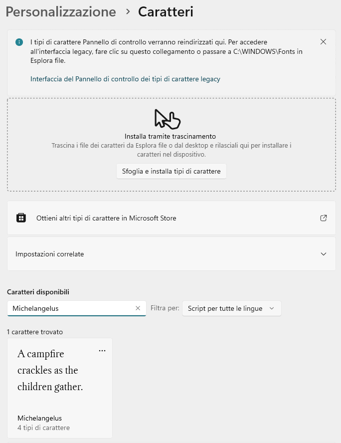 Installazione font TTF Windows 11