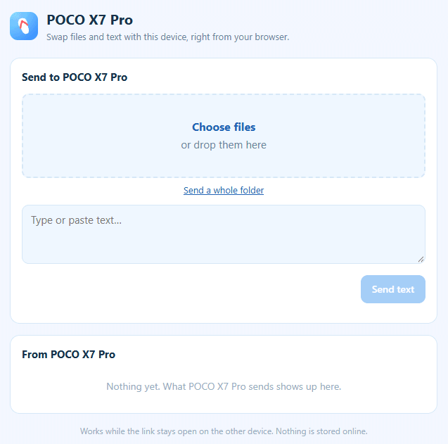 Trasferimento file rete locale con browser web