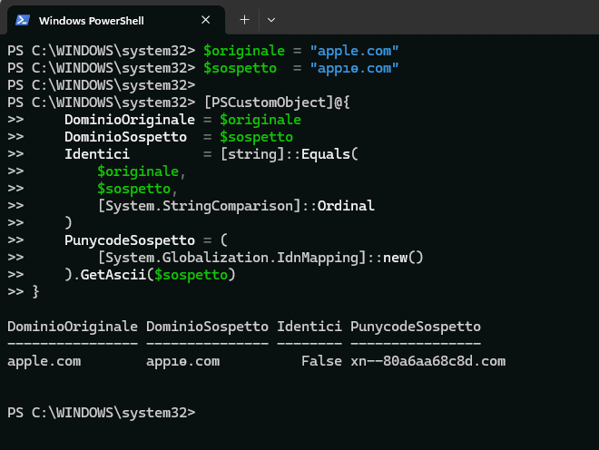 Verifica URL Unicode Punycode