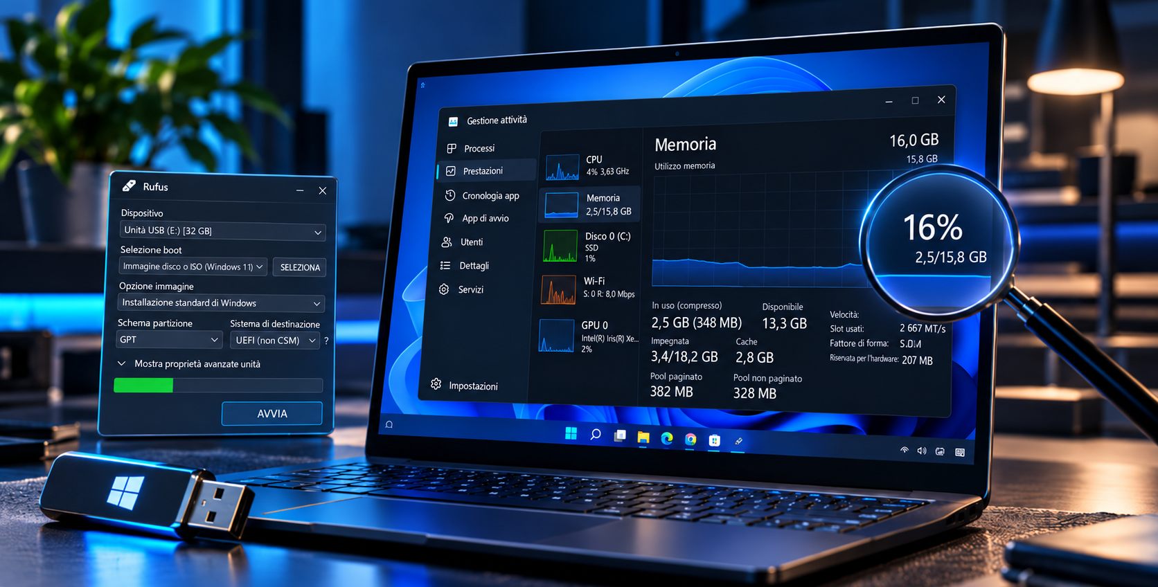 Windows 11 usa solo il 16% della RAM con Rufus? Ecco cosa c’è dietro