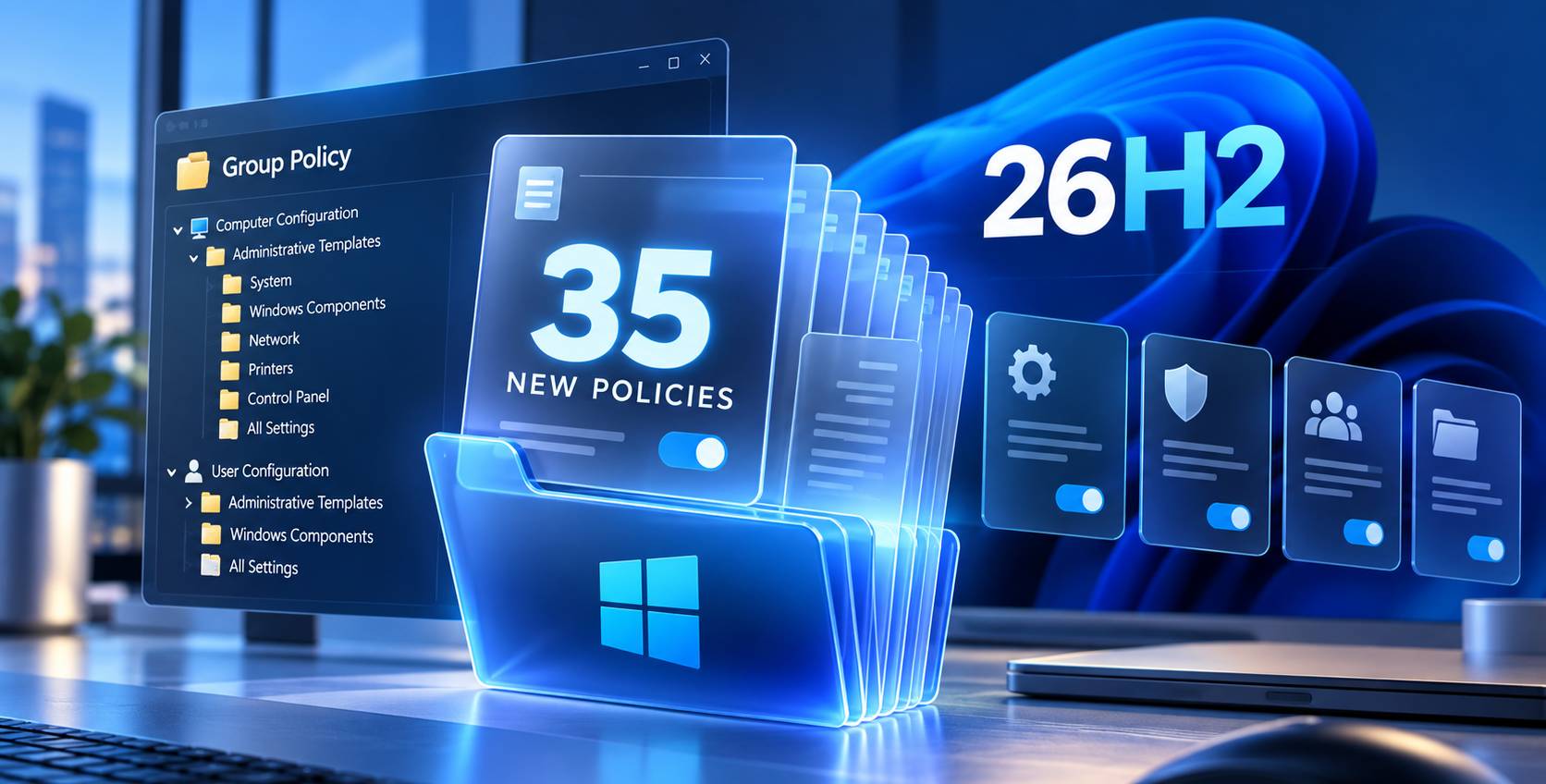Windows 11 26H2 svela 35 nuove Group Policy: cosa cambia davvero