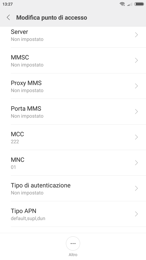 SCARICA CONFIGURAZIONE APN TIM
