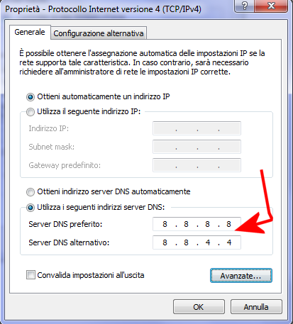 Come impostare DNS Google