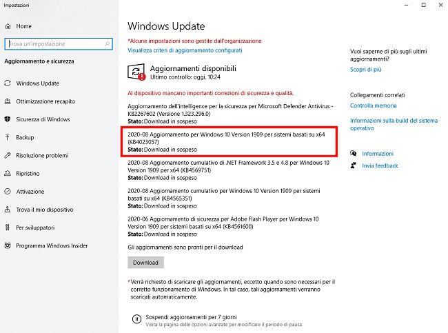 Torna l'aggiornamento per forzare l'installazione di Windows 10 versione 2004