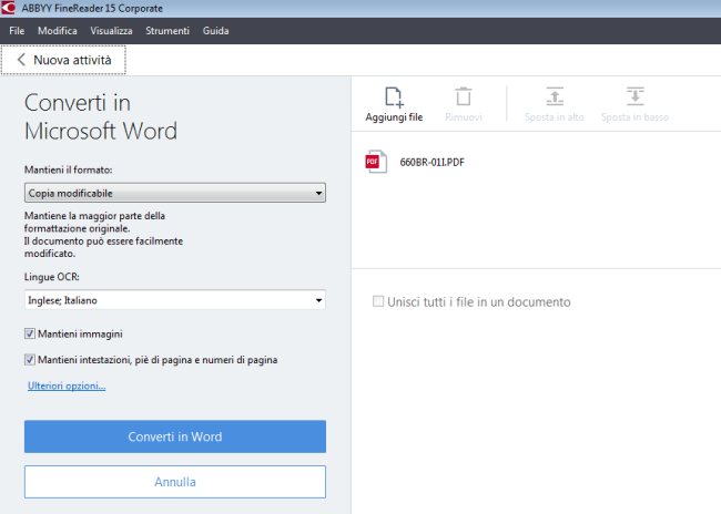 OCR, ABBYY FineReader per riconoscere testo da scanner o da file PDF