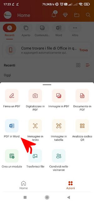 Trasformare PDF in Word usando solo Office