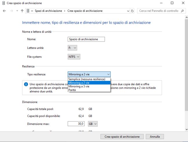 RAID e Storage Spaces o spazi di archiviazione: le differenze