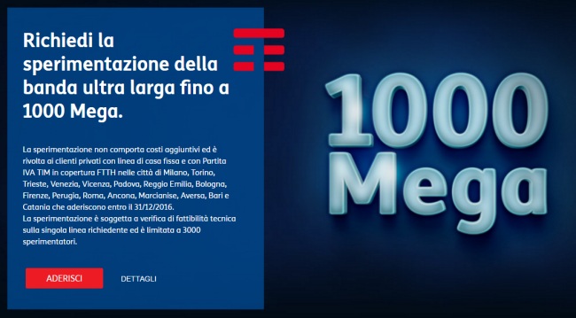 TIM, connessione a 1 Gbps FTTH in 17 città italiane