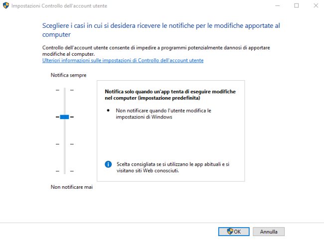 Eseguire programmi Windows 10 e 11 senza far apparire UAC