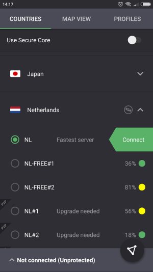 VPN gratis su Android con l'app di ProtonVPN