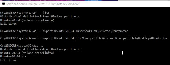Windows 10, come esportare e riutilizzare le distribuzioni Linux con WSL