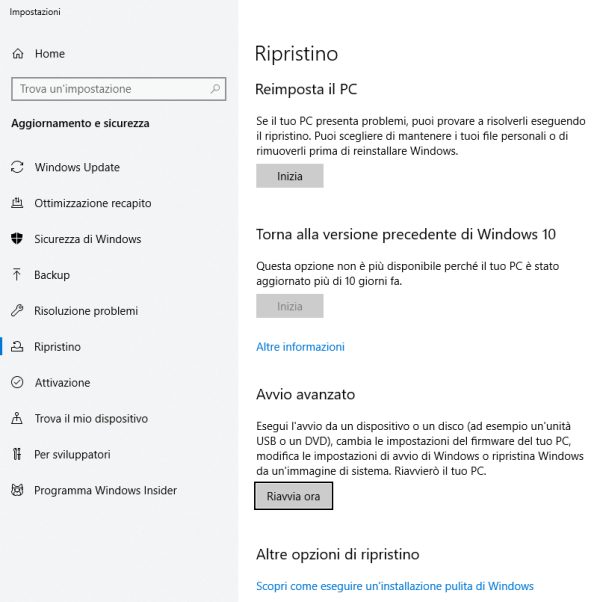 Come accedere rapidamente al BIOS UEFI o al ripristino di sistema con Windows 10