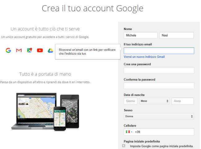 Account Google senza Gmail, ecco come attivarlo