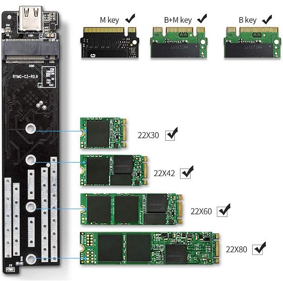 Adattatore SSD per collegare unità M.2 NVMe e SATA via USB