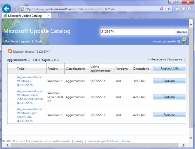 Aggiornamenti Windows 7, scaricarli come un unico pacchetto