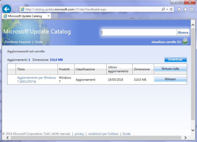 Aggiornamenti Windows 7, scaricarli come un unico pacchetto