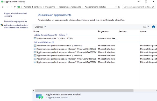 Aggiornamento Windows 10, come verificare le patch già installate