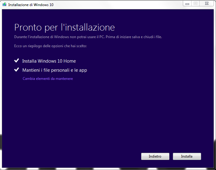 Aggiornare a Windows 10 senza attendere il messaggio nella traybar