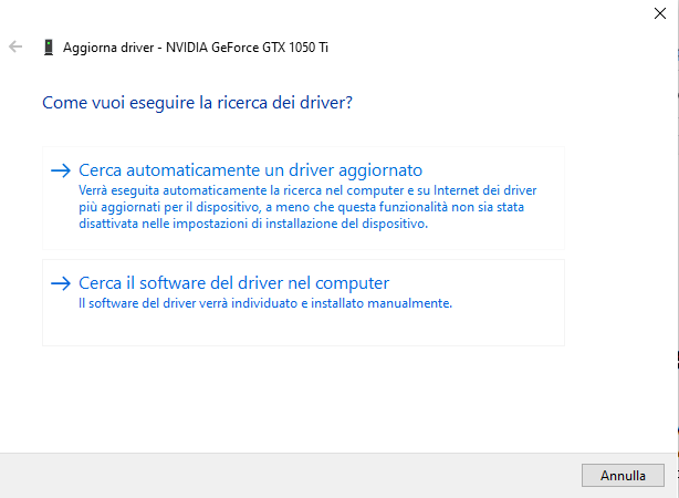 Aggiornare driver online in Windows 10. Impossibile da Gestione dispositivi