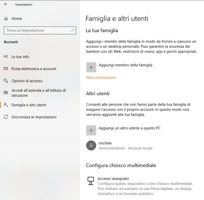 Come creare un account locale in Windows 10