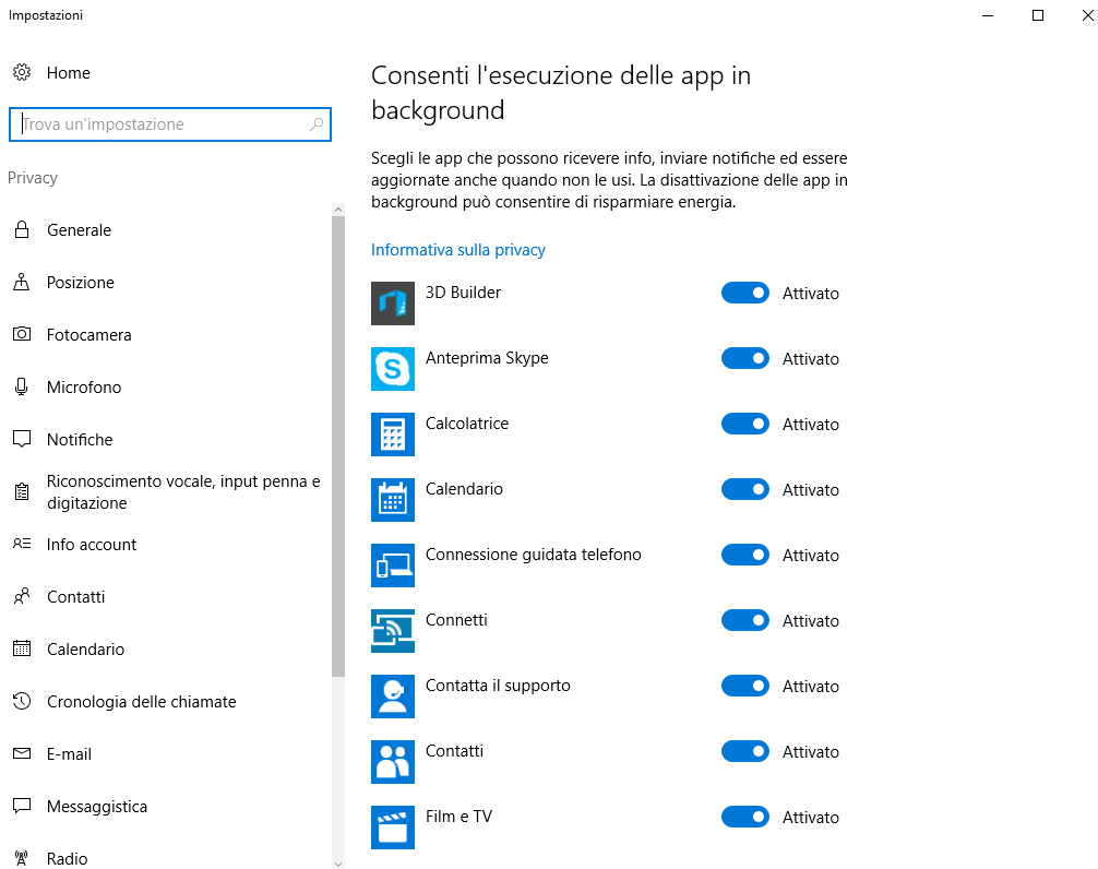 Alleggerire Windows 10 disattivando le funzioni inutili