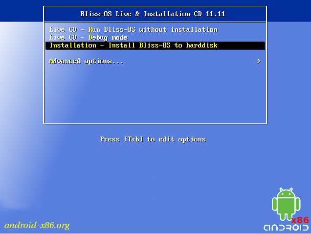 Android su PC con Bliss OS