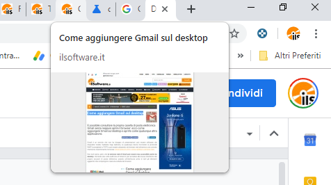 Mostrare l'anteprima delle schede aperte in Google Chrome