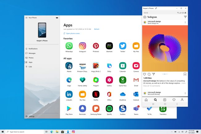 App Android in Windows 10 con l'app Il tuo telefono