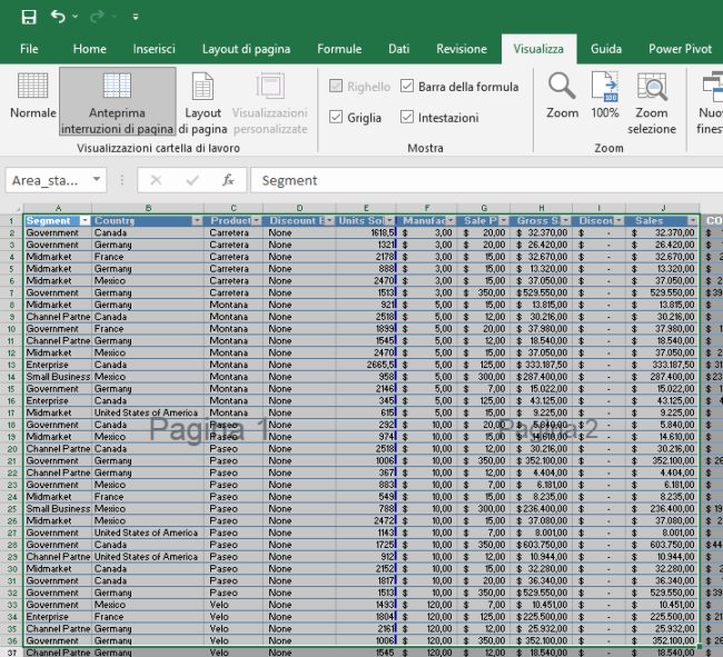 Excel: come stampare un'area del foglio elettronico