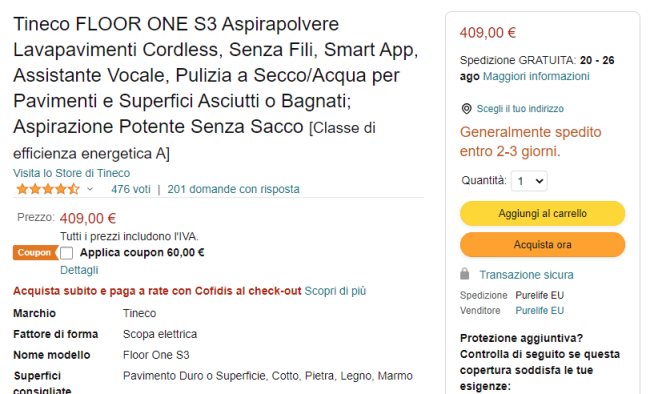 Aspirapolvere lavapavimenti smart Tineco Floor One S3: come funziona