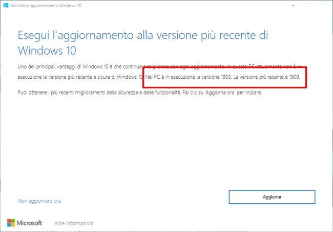 Assistente aggiornamento Windows 10: ecco la versione per passare alla release 1909